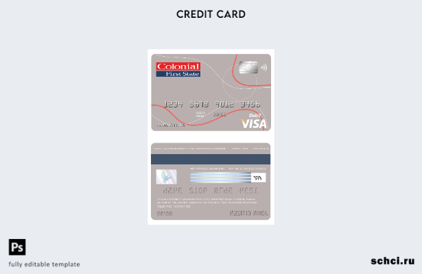 скачать в цифровом формате шаблон карты Visa для банка Australia Colonial First 